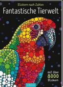 Buchcover und Innenansicht für das Buch: Stickern nach Zahlen - Fantastische Tierwelt