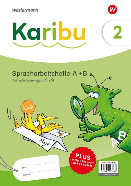 Buchcover und Innenansicht für das Buch: Karibu. Spracharbeitshefte 2 Schulausgangsschrift mit Diagnoseheft