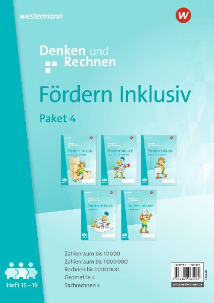 Buchcover und Innenansicht für das Buch: Fördern Inklusiv. Hefte 15-19 im Paket Denken und Rechnen