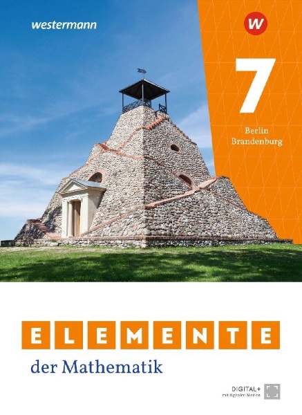 Buchcover und Innenansicht für das Buch: Elemente der Mathematik SI 7. Schuljahr. Ausgabe 2025 für Berlin und Brandenburg