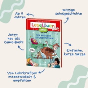 Buchcover und Innenansicht für das Buch: Leselöwen Comics 1. Klasse - Der magische Stundenplan