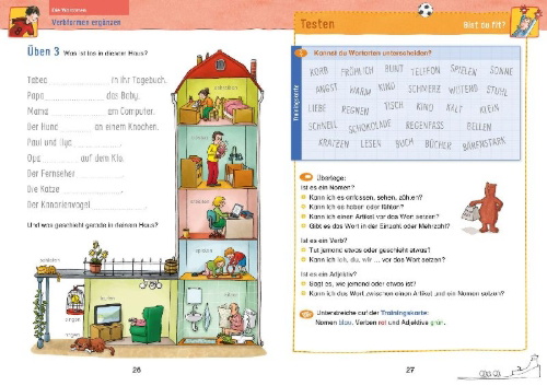 Buchcover und Innenansicht für das Buch: Wissen - Üben - Testen: Deutsch 2. Klasse