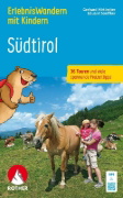 Buchcover und Innenansicht für das Buch: ErlebnisWandern mit Kindern Südtirol, Rother Wanderbuch