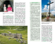 Buchcover und Innenansicht für das Buch: ErlebnisWandern mit Kindern Südtirol, Rother Wanderbuch