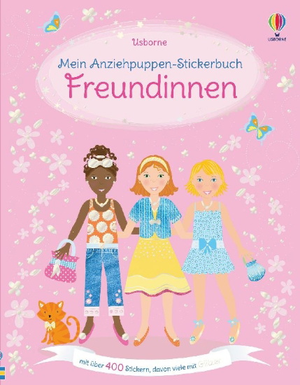Buchcover und Innenansicht für das Buch: Mein Anziehpuppen-Stickerbuch: Freundinnen