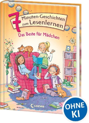 Buchcover und Innenansicht für das Buch: Leselöwen - Das Original - 7-Minuten-Geschichten zum Lesenlernen - Das Beste für Mädchen