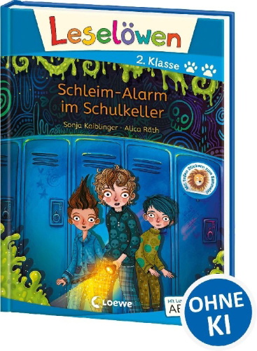 Buchcover und Innenansicht für das Buch: Leselöwen 2. Klasse - Schleim-Alarm im Schulkeller