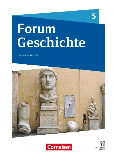 Buchcover und Innenansicht für das Buch: Forum Geschichte 5. Schuljahr - Gymnasium Sachsen-Anhalt - Neue Ausgabe ab 2025 - Von der Frühgeschichte bis zum Römischen Reich - Schulbuch mit digitalen Medien