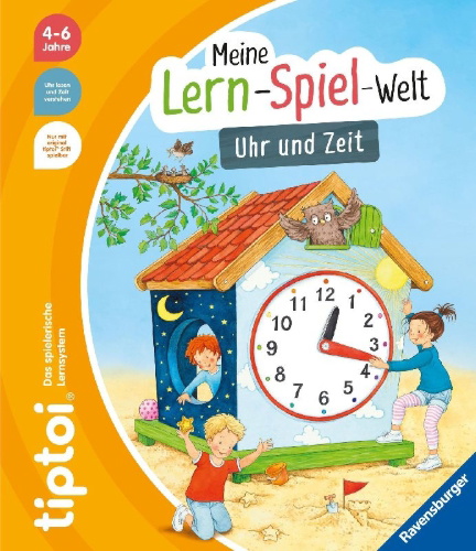 Buchcover und Innenansicht für das Buch: tiptoi® Meine Lern-Spiel-Welt - Uhr und Zeit