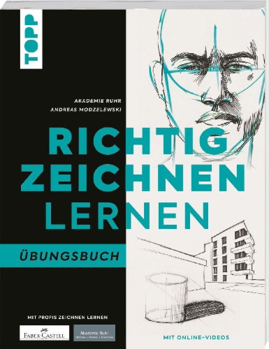 Buchcover und Innenansicht für das Buch: Richtig zeichnen lernen. Übungsbuch