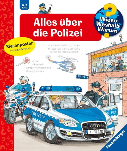 Buchcover und Innenansicht für das Buch: Wieso? Weshalb? Warum?, Band 22: Alles über die Polizei