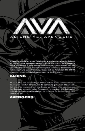 Buchcover und Innenansicht für das Buch: Aliens vs. Avengers (2024) #1#-4