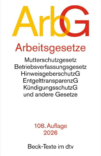Buchcover und Innenansicht für das Buch: Arbeitsgesetze. ArbG
