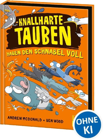 Buchcover und Innenansicht für das Buch: Real Pigeons Splash Back