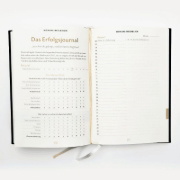 Buchcover und Innenansicht für das Buch: Das 6-Minuten-Erfolgsjournal (malachit)