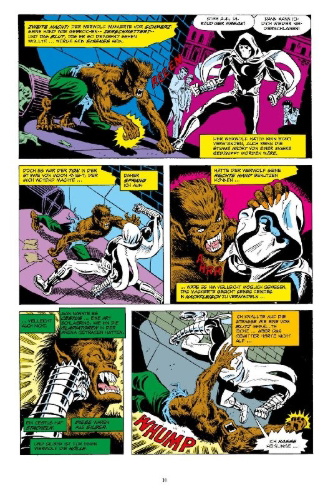 Buchcover und Innenansicht für das Buch: Werewolf by Night (1972) 32-33, Marvel Spotlight (1971) 28-29, Defenders (1972) 47-50, Spectacular Spider-Man (1976) 22-23, Marvel Two-In-One (1974) 52, Moon Knight (1980) 1-20, Marvel Team-Up Annual (1976) 4, Material aus Defenders (1972) 51, Hulk! Magazine (1978) 11-15, 17-18, 20, Marvel Preview (1975) 21, Amazing Spider-Man (1963) 220