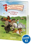Buchcover und Innenansicht für das Buch: Leselöwen - Das Original - 7-Minuten-Geschichten zum Lesenlernen - Im Galopp ins Ponyglück