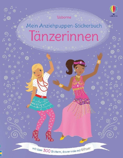 Buchcover und Innenansicht für das Buch: Mein Anziehpuppen-Stickerbuch: Tänzerinnen