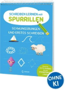 Buchcover und Innenansicht für das Buch: Schreiben lernen mit Spurrillen - Schwungübungen und erstes Schreiben