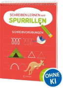 Buchcover und Innenansicht für das Buch: Schreiben lernen mit Spurrillen - Schreibvorübungen