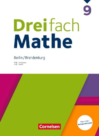 Buchcover und Innenansicht für das Buch: Dreifach Mathe 9. Schuljahr - Berlin und Brandenburg - Schulbuch mit digitalen Hilfen, Erklärfilmen und Wortvertonungen