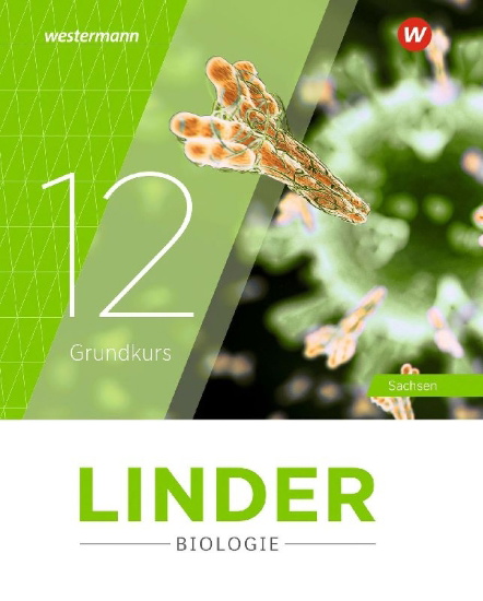 Buchcover und Innenansicht für das Buch: LINDER Biologie SII. Schulbuch 12 Grundkurs. Für Sachsen