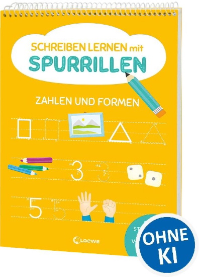 Buchcover und Innenansicht für das Buch: Schreiben lernen mit Spurrillen - Zahlen und Formen