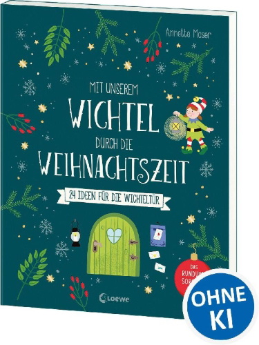 Buchcover und Innenansicht für das Buch: Mit unserem Wichtel durch die Weihnachtszeit
