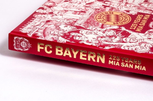 Buchcover und Innenansicht für das Buch: FC Bayern München: 125 Years Mia san Mia. Bundesliga Champions 2025