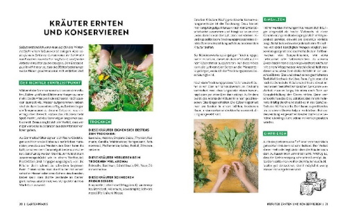 Buchcover und Innenansicht für das Buch: Gartenmomente: Kräuter im Garten