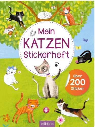 Buchcover und Innenansicht für das Buch: Mein Katzen-Stickerheft