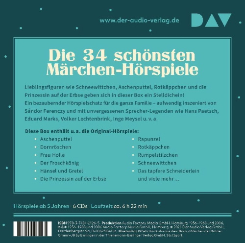 Buchcover und Innenansicht für das Buch: Meine Märchen-Box - Die 34 schönsten Märchen-Hörspiele