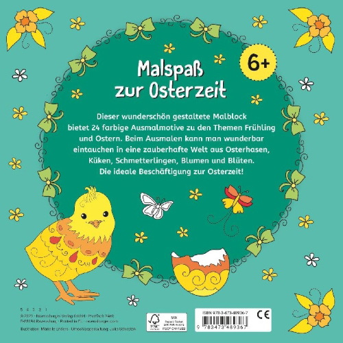 Buchcover und Innenansicht für das Buch: Mein Malblock: Frohe Ostern