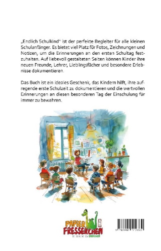 Buchcover und Innenansicht für das Buch: Endlich Schulkind! Mein Gäste- und Tagebuch zum Schulstart