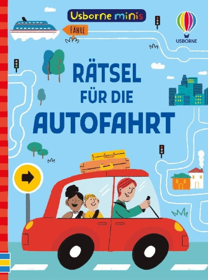 Buchcover und Innenansicht für das Buch: Usborne Minis: Rätsel für die Autofahrt