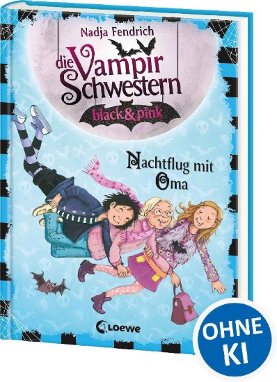 Buchcover und Innenansicht für das Buch: Die Vampirschwestern black & pink (Band 5) - Nachtflug mit Oma