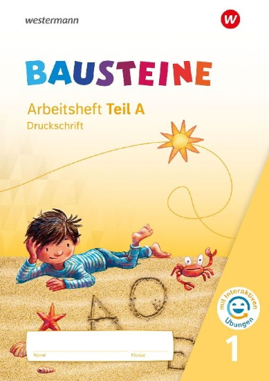 Buchcover und Innenansicht für das Buch: BAUSTEINE Fibel. Arbeitsheft DS mit interaktiven Übungen