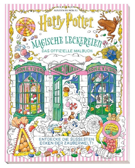 Buchcover und Innenansicht für das Buch: Harry Potter: An Official Sweets and Treats Coloring Book