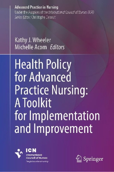Buchcover und Innenansicht für das Buch: Health Policy for Advanced Practice Nursing: A Toolkit for Implementation and Improvement