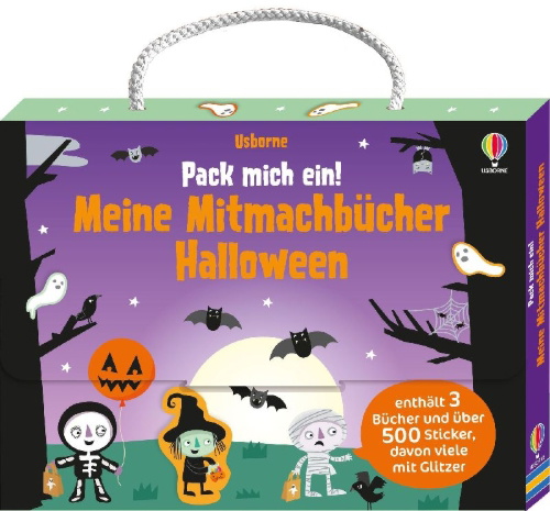 Buchcover und Innenansicht für das Buch: Pack mich ein! Meine Mitmachbücher: Halloween