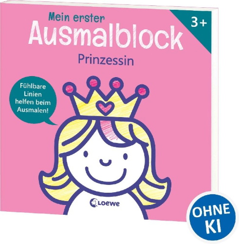 Buchcover und Innenansicht für das Buch: Mein erster Ausmalblock - Prinzessin