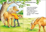 Buchcover und Innenansicht für das Buch: Leselöwen - Das Original - 7-Minuten-Geschichten zum Lesenlernen - Im Galopp ins Ponyglück