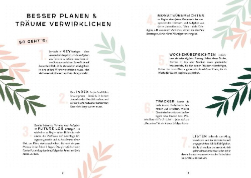 Buchcover und Innenansicht für das Buch: Mein Bullet Journal (Jungle Edition) - Besser planen & Träume verwirklichen