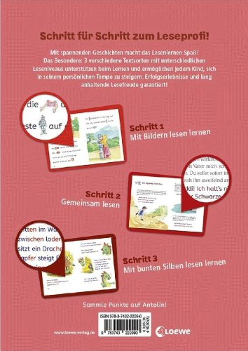 Buchcover und Innenansicht für das Buch: Lesenlernen in 3 Schritten - Die schönsten Rittergeschichten