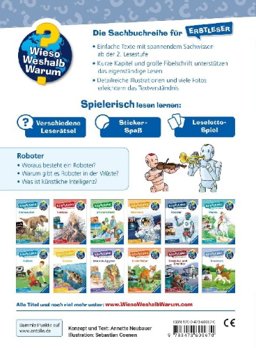 Buchcover und Innenansicht für das Buch: Wieso? Weshalb? Warum? Erstleser, Band 14 - Roboter