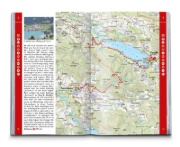 Buchcover und Innenansicht für das Buch: KOMPASS Wanderführer Salzkammergut BergeSeen Trail, 61 Touren mit Extra-Tourenkarte