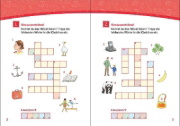 Buchcover und Innenansicht für das Buch: Leselöwen Kreuzworträtsel für Erstleser - 1. Klasse (Marineblau)