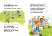 Buchcover und Innenansicht für das Buch: Leselöwen - Das Original - 7-Minuten-Geschichten zum Lesenlernen - Fußball, Tore, Meisterträume