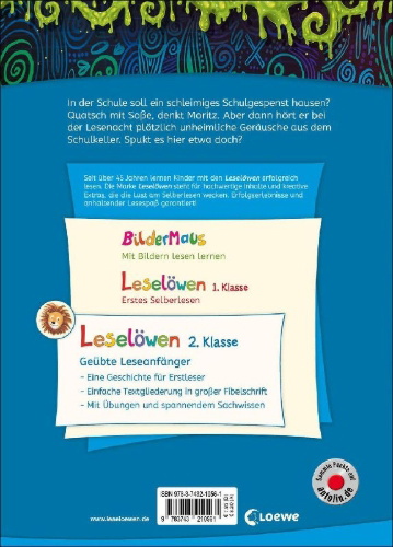 Buchcover und Innenansicht für das Buch: Leselöwen 2. Klasse - Schleim-Alarm im Schulkeller
