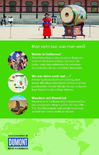 Buchcover und Innenansicht für das Buch: DUMONT Reise-Handbuch Reiseführer Südkorea